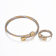 Trendy 304 Stainless Steel Torque Bangles & Rings Sets SJEW-H073-03-2