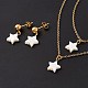 Synthetic Shell Star Pendant Double Layer Necklaces and Dangle Stud Earrings SJEW-F217-01B-G-5