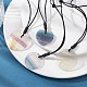 Natural Fluorite Pendant Necklace with Cowhide Leather Cords NJEW-JN04463-2