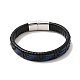 Кожаный плетеный прямоугольный браслет с 304 магнитной застежкой из нержавеющей стали для мужчин и женщин BJEW-C021-04-3