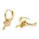 Brass with Cubic Zirconia Heart Key Dangle Hoop Earrings KK-Z033-31G-2