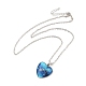 Glass Heart with Cloud Pendant Necklace NJEW-H165-01C-1