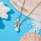 Natural Pearl & Hollow Turtle Lariat Necklaces NJEW-JN04528-01-5