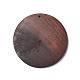 スプレー塗装された木製の大きなペンダント  ウォールナットウッド調のフラットラウンドチャーム  ココナッツブラウン  50x5mm  穴：1.5mm WOOD-H101-01-2