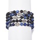 5 pièces 5 bracelets extensibles en roche de lave naturelle et sodalite de style serti d'alliage hamsa perlé à la main BJEW-JB08737-5