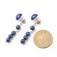Gemma naturale semicircolare con orecchini a bottone pendenti con nappa a catena con perline EJEW-JE04946-6