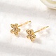 Серьги-гвоздики из латуни с микро-паве и прозрачным фианитом EJEW-P331-12G-2