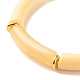 Bracelet extensible en perles de tube incurvé en acrylique bicolore BJEW-JB07971-02-4