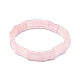 Bracciale elasticizzato con perline rettangolari in quarzo rosa naturale BJEW-E379-05B-2