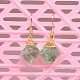 New Real 18K Gold Plated Eco-Friendly Brass Natural Fluorite Nuggets Dangle Earrings EJEW-F0062-05-2