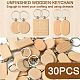 30 Uds. 3 estilos rectángulo/plano redondo de madera en blanco etiquetas grabables llavero KEYC-YW0001-08-3