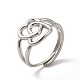 304 anillo ajustable doble corazón de acero inoxidable para mujer RJEW-P081-02P-1