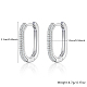 Oval Rhodium Plated 925 Sterling Silver with Rhinestone Hoop Earrings IL6021-1-2