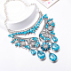 Le donne di moda gioielli di zinco collane collare di vetro in lega di strass fiore pettorina dichiarazione girocollo NJEW-BB15083-D-5