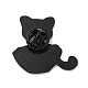 Black Cat with Bowl Alloy Enamel Brooch JEWB-E022-04EB-03-2