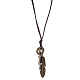 Einstellbar Retro-Zink-Legierung Anhänger und Lederband Lariat Halsketten für Männer NJEW-BB15987-A-9