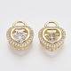 Brass Micro Pave Clear Cubic Zirconia Charms ZIRC-T011-14G-NF-3