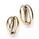 Electroplated Natural Cowrie Shell Beads X-SSHEL-R040-G-1