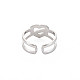 304 Stainless Steel Heart Wrap Open Cuff Ring for Women RJEW-S405-209P-2