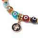 Браслеты с подвесками из сплава с эмалью и плоскими круглыми крестами BJEW-JB12269-03-3