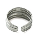 304 anello per polsino aperto scanalato in acciaio inossidabile RJEW-L110-007P-3