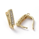 Brass Micro Pave Cubic Zirconia Hoop Earring Findings with Latch Back Closure ZIRC-G158-08G-2