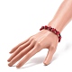 Teschio di giada mashan naturale e braccialetto elasticizzato con perline turchesi sintetiche (tinte). BJEW-JB08377-4