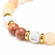 Bracelet extensible perles rondes en aventurine naturelle et bois BJEW-JB07805-4