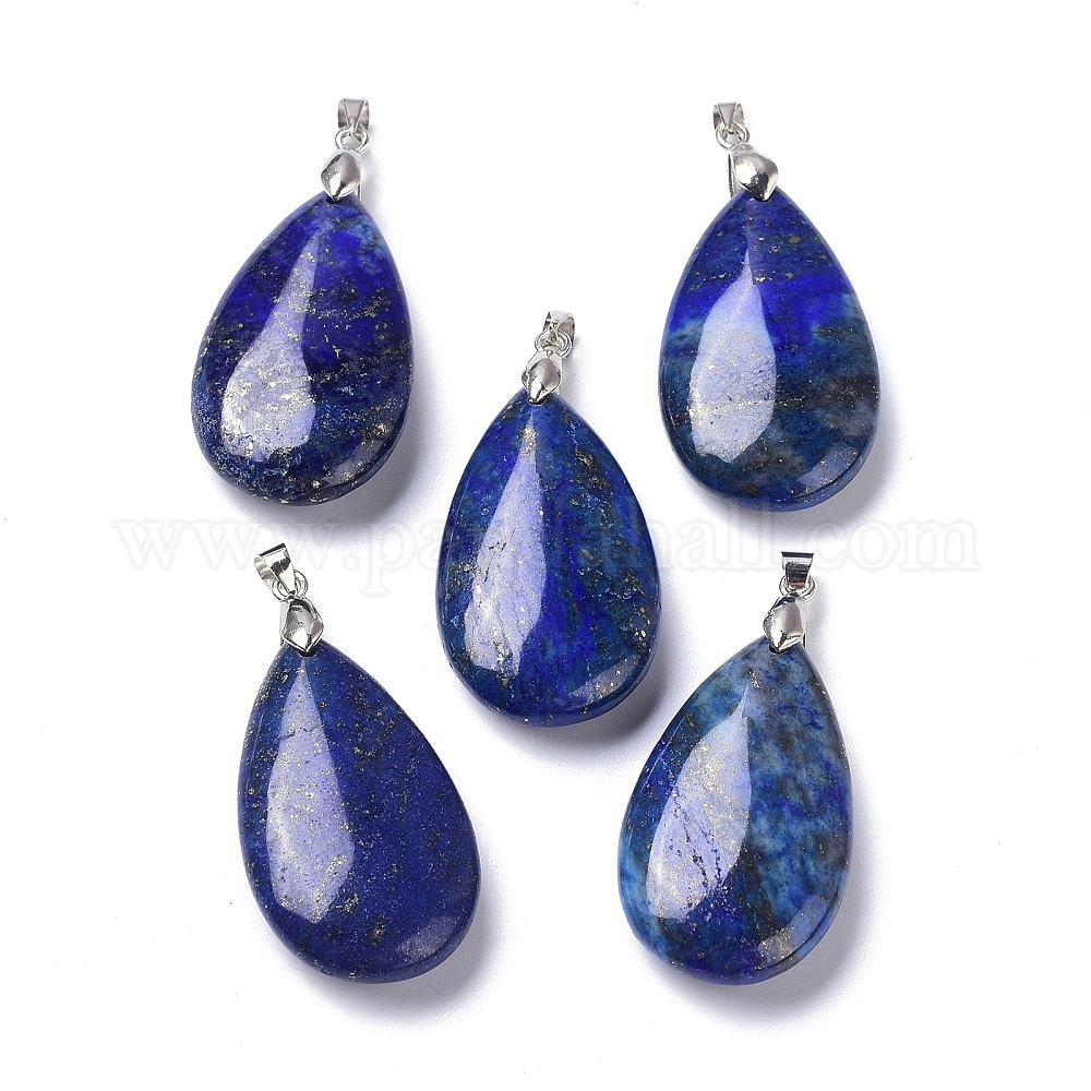 Pendentif Goutte En Lapis-lazuli – Chaîne Argentée, 3 Cm, Pierre Naturelle (Occasion)