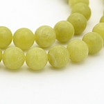 Natürliche Olivenjade runde Perlenstränge, 6 mm, Bohrung: 1 mm, ca. 68 Stk. / Strang, 15.7 Zoll