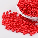 6/0 perle da forno in vetro per vernice, rosso, 4~5x3~4mm, Foro: 1~2 mm, circa 427pcs/50g