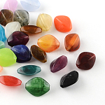 Perles acryliques losanges imitation pierre précieuse, couleur mixte, 16.5x13x8mm, Trou: 2mm