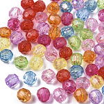 Transparent comme des perles en plastique, facette, ronde, couleur mixte, 8mm, trou: 1.2 mm, environ 2000 pcs / 500 g