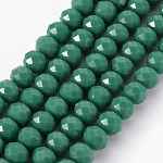 Chapelets de perles en verre opaque de couleur unie, facette, rondelle, vert de mer clair, 8x6mm, Trou: 1mm, Environ 72 pcs/chapelet, 16.14 pouce (41 cm)