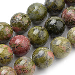 Natural Unakite Beads Strands, Round, 6mm, Hole: 1mm, about 60~62pcs/strand, 15.7 inch