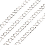 Iron Twisted Chains, Unwelded, with Spool, Oval, Silver, 5x3.5x0.7mm, about 328.08 Feet(100m)/roll