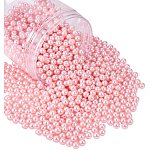 Абс пластмасса имитация жемчужина круглые бусины, окрашенные, нет отверстий / незавершенного, розовые, 8 мм, Около 1500 шт / коробка