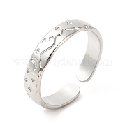 304 Stainless Steel Moon & Star Open Cuff Ring for Women RJEW-E063-10P