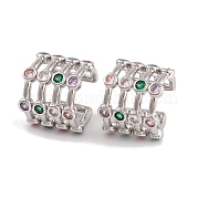 Серьги из латуни с фианитом EJEW-S219-08P