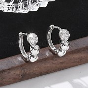 Серьги-кольца из латуни с прозрачным фианитом EJEW-Q014-07P