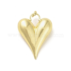 Cremagliera pendenti in ottone placcatura,  cadmio& piombo libero, placcato di lunga durata, cuore vuoto, vero placcato oro 18k, 38x28x10mm, Foro: 4 mm