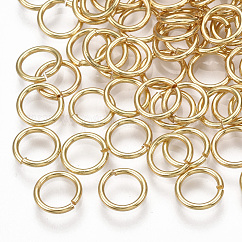 Messing Open Ringe springen, Runde, Cadmiumfrei und Nickel frei und Bleifrei, echtes 18k vergoldet, 7x0.7 mm, 21 Gauge, 5 mm Innen Durchmesser
