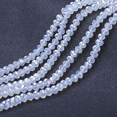 FilI di perline in vetro placcato, perle di imitazione giada, ab colore placcato, sfaccettato, rondelle, crema alla menta, 4x3mm, Foro: 0.8~1 mm, circa 105~110pcs/filo, 38~39 cm.