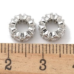 Реечное покрытие латунь микро паве прозрачный кубический цирконий европейские бусины&nbsp;KK-L224-034P