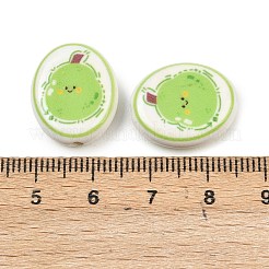 印刷された手作りの磁器のビーズ  オーバル  梨  19~20x15~17x6mm  穴：2mm&nbsp;PORC-B009-01F