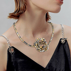 3 шт. 3 стиля ожерелья из цинкового сплава в виде круглой цепочки-змейки для женщин&nbsp;NJEW-SC0001-65