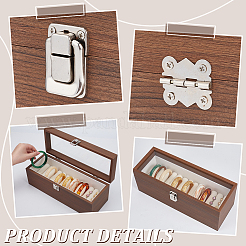 Витрины-органайзеры для браслетов из черного орехового дерева с бархатной подкладкой и прозрачным окошком в крышке&nbsp;BDIS-WH0011-05