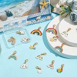 15 шт. радужная эмалевая катушка с значком&nbsp;HJEW-DR00047