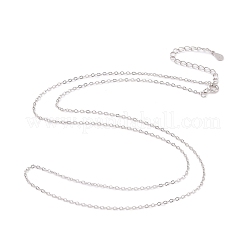 Ожерелье из плоской цепочки из стерлингового серебра с родиевым покрытием&nbsp;X-NJEW-A011-01A-P