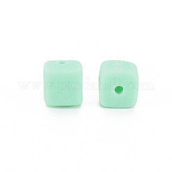手作り樹脂粘土ビーズ連売り  キューブ  アクアマリン  6x6x6mm  穴：1.2mm  約62個/連  14.84インチ〜15.75インチ（37.7cm〜40cm）&nbsp;X-CLAY-T020-09B